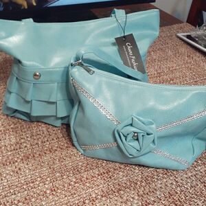 New Two New Purses Light Blue With Silver Embellishments Women's New With Tags